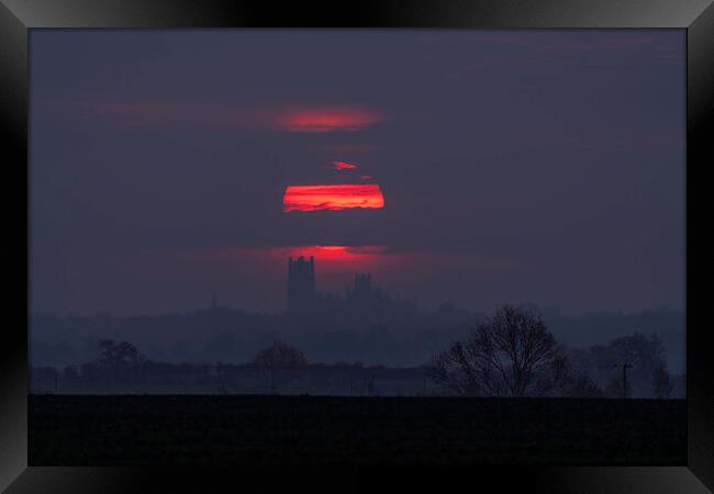 Sunrise behind Ely Cathedral, 28th April 2021 Framed Print by Andrew Sharpe