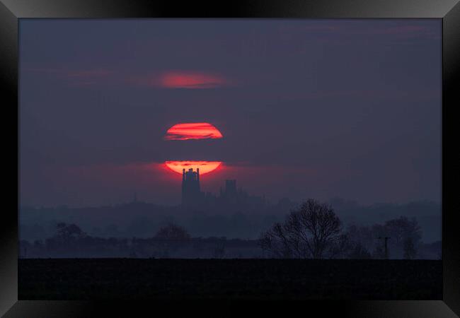 Sunrise behind Ely Cathedral, 28th April 2021 Framed Print by Andrew Sharpe