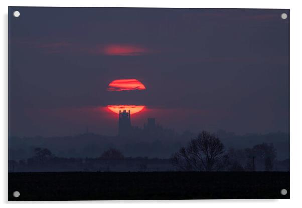 Sunrise behind Ely Cathedral, 28th April 2021 Acrylic by Andrew Sharpe