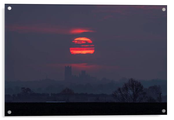 Sunrise behind Ely Cathedral, 28th April 2021 Acrylic by Andrew Sharpe