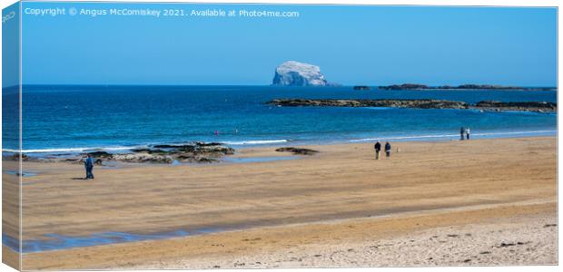 Beach, Bay and Bass Rock panorama Canvas Print by Angus McComiskey