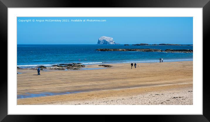 Beach, Bay and Bass Rock panorama Framed Mounted Print by Angus McComiskey