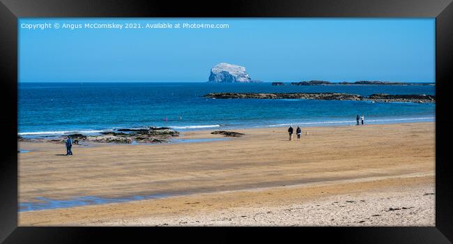 Beach, Bay and Bass Rock panorama Framed Print by Angus McComiskey