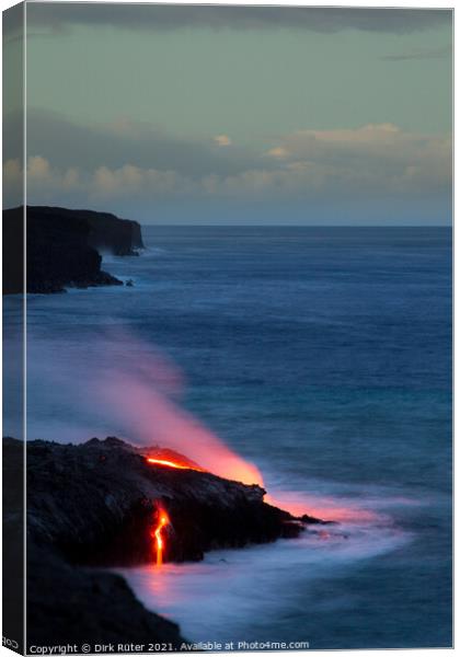 Lava flowing into the sea Canvas Print by Dirk Rüter