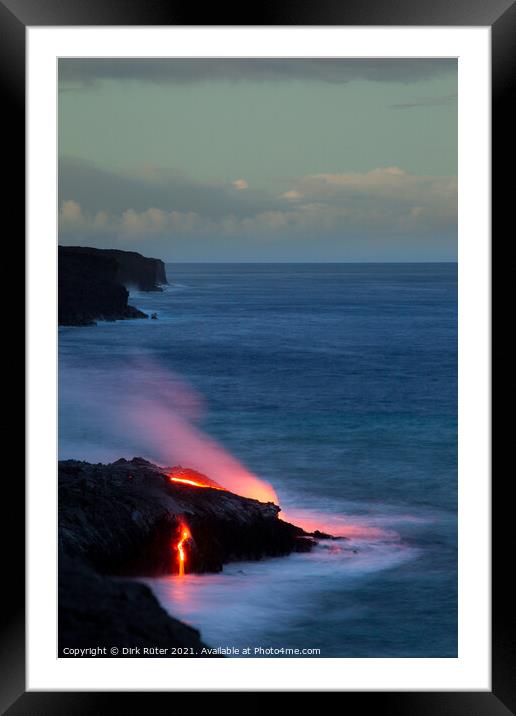 Lava flowing into the sea Framed Mounted Print by Dirk Rüter