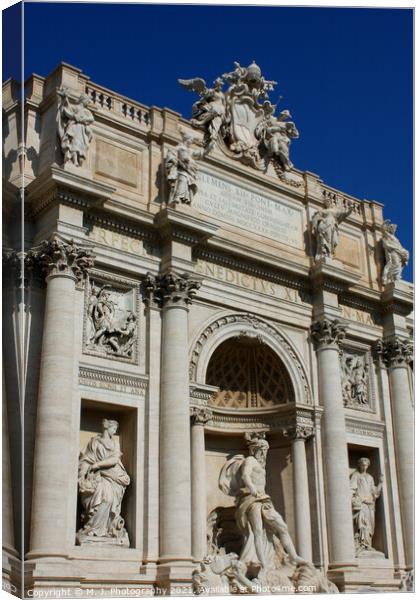 Top of famous Trevi Fountain in Rome, Italy. Canvas Print by M. J. Photography