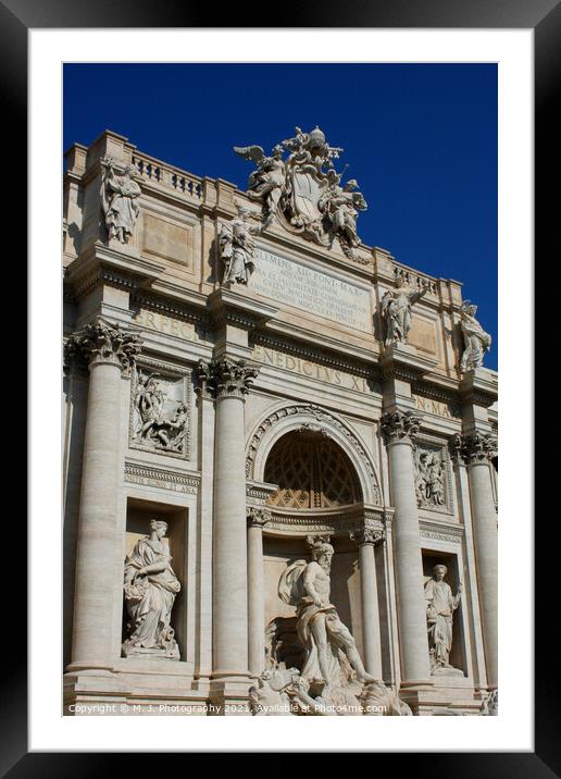 Top of famous Trevi Fountain in Rome, Italy. Framed Mounted Print by M. J. Photography
