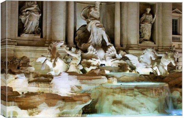 The Trevi Fountain details (Italian: Fontana di Trevi) in Rome,  Canvas Print by M. J. Photography