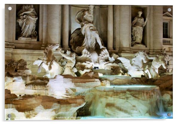 The Trevi Fountain details (Italian: Fontana di Trevi) in Rome,  Acrylic by M. J. Photography