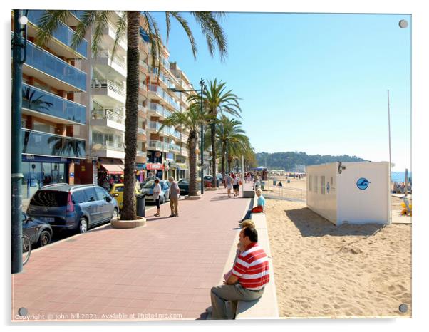 Lloret de Mar promenade in Spain. Acrylic by john hill