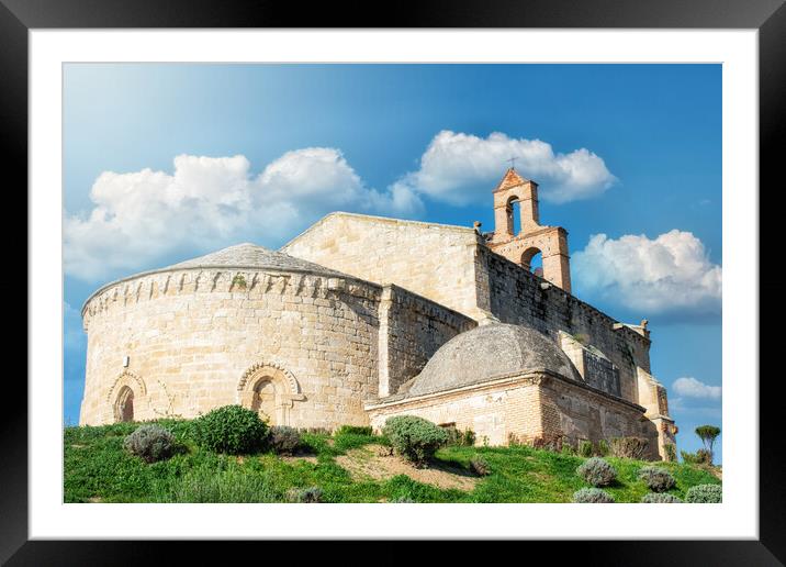 stone church in Castilian village in Spain Framed Mounted Print by David Galindo