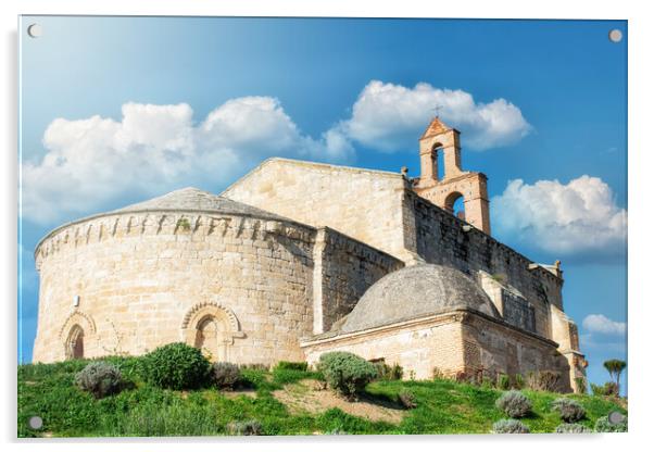stone church in Castilian village in Spain Acrylic by David Galindo