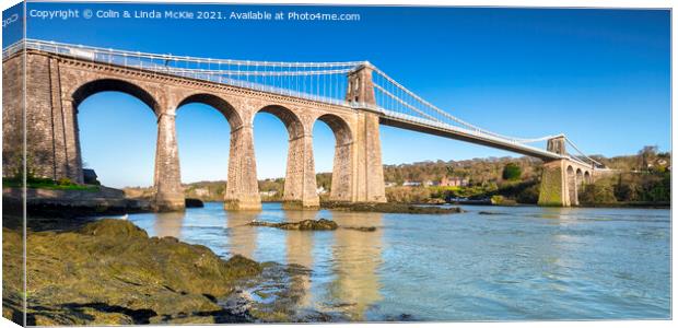Menai Suspension Bridge, North Wales Canvas Print by Colin & Linda McKie