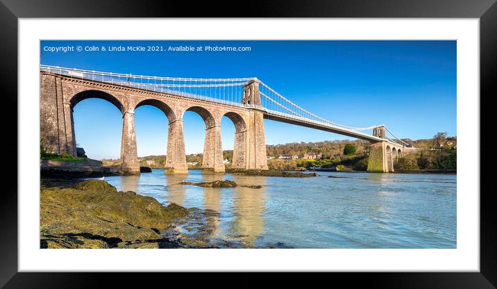 Menai Suspension Bridge, North Wales Framed Mounted Print by Colin & Linda McKie