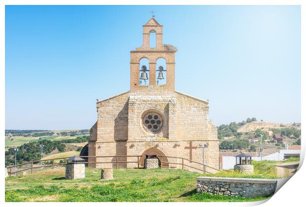 front view of a stone church in Castilian village in Spain Print by David Galindo