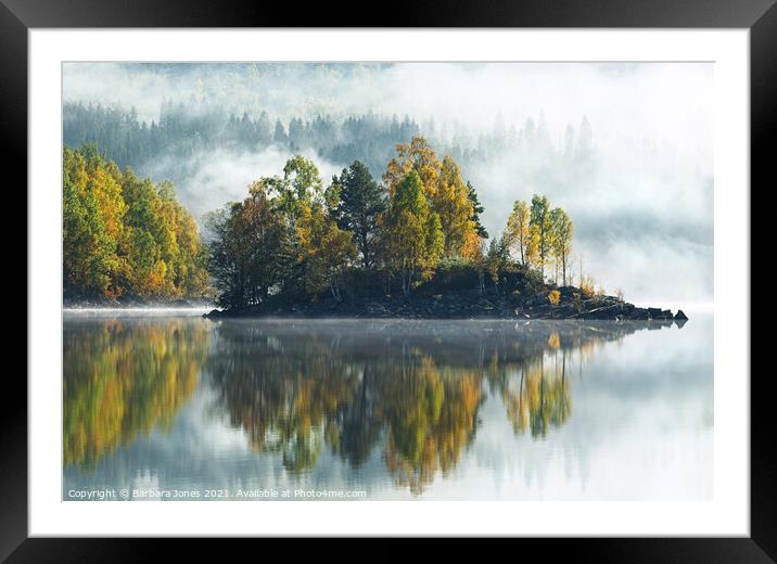 Misty Tranquility at Loch Garry Framed Mounted Print by Barbara Jones
