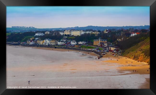 Beautiful Filey Beach and Seafront Framed Print by Janet Carmichael