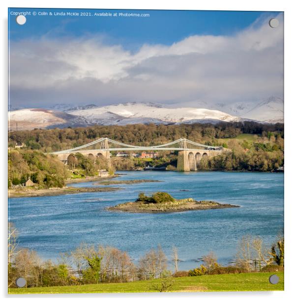 Menai Strait and Suspension Bridge, Anglesey Acrylic by Colin & Linda McKie