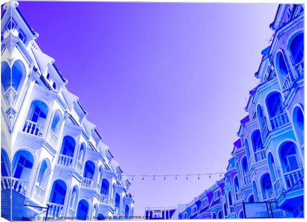 Low angle view of ancient two row of upper floors  Canvas Print by Hanif Setiawan