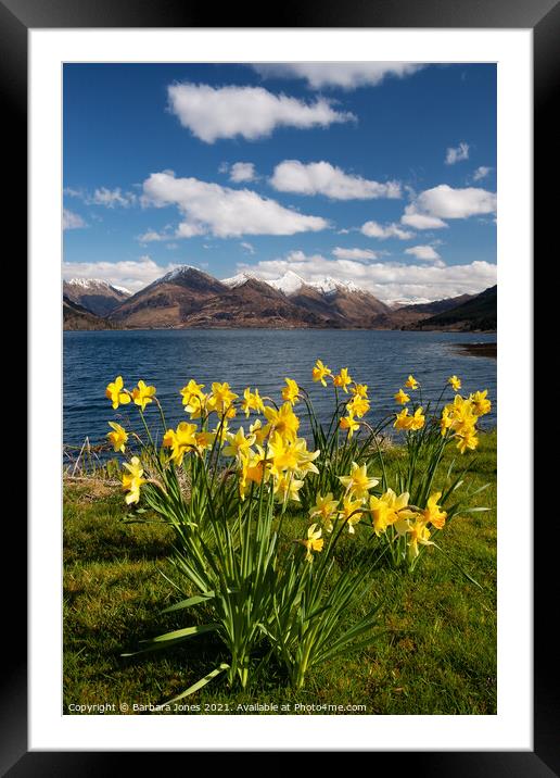 Five Sisters of Kintail in Spring Scotland Framed Mounted Print by Barbara Jones