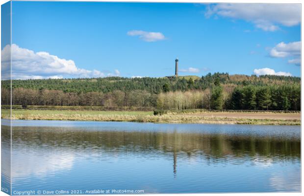 The Waterloo Monument reflected in the unnamed loch near Jedburgh Canvas Print by Dave Collins