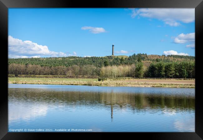 The Waterloo Monument reflected in the unnamed loch near Jedburgh Framed Print by Dave Collins