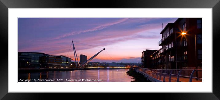 Newport City Footbridge and River Usk Gwent Wales  Framed Mounted Print by Chris Warren