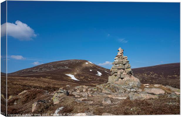 Mountain Top Cairn Canvas Print by Ralph Greig