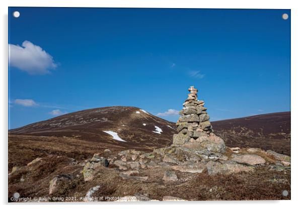 Mountain Top Cairn Acrylic by Ralph Greig