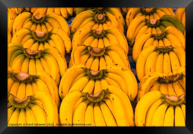 Banana bunches in symmetric order. Framed Print by Hanif Setiawan