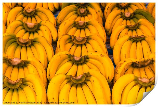 Banana bunches in symmetric order. Print by Hanif Setiawan