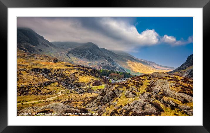 Ogwen Snowdonia Wales  Framed Mounted Print by Adrian Evans