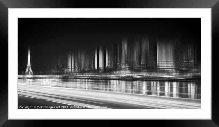 Paris skyline vibes, panorama of the Eiffel tower Framed Mounted Print by Delphimages Art