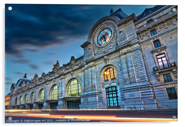 Paris Musee d'Orsay museum at night Acrylic by Delphimages Art