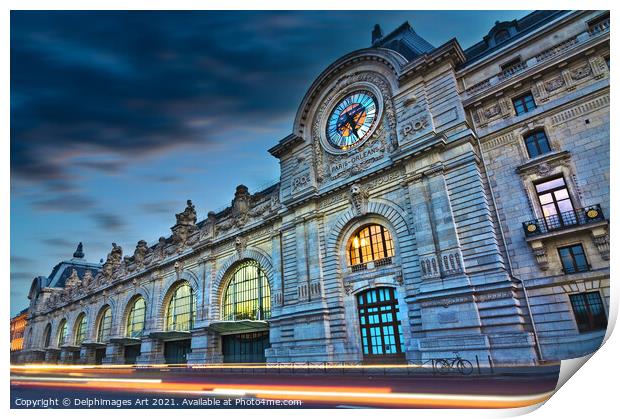 Paris Musee d'Orsay museum at night Print by Delphimages Art