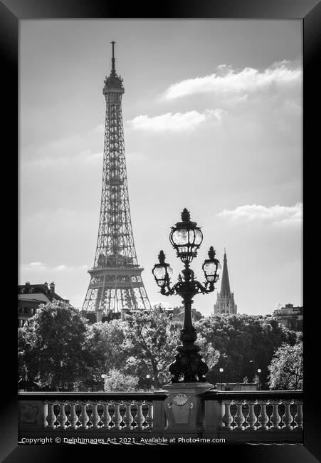Eiffel tower and bridge Alexandre III Paris France Framed Print by Delphimages Art
