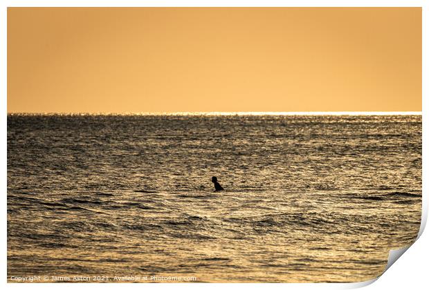 Sunset Surfer Bali Indonesia Print by James Aston