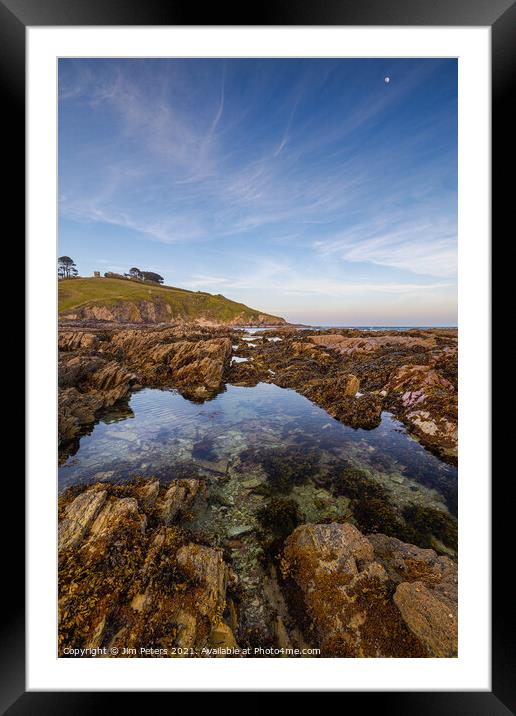 Rockpool and the Moon Talland Bay Cornwall Framed Mounted Print by Jim Peters
