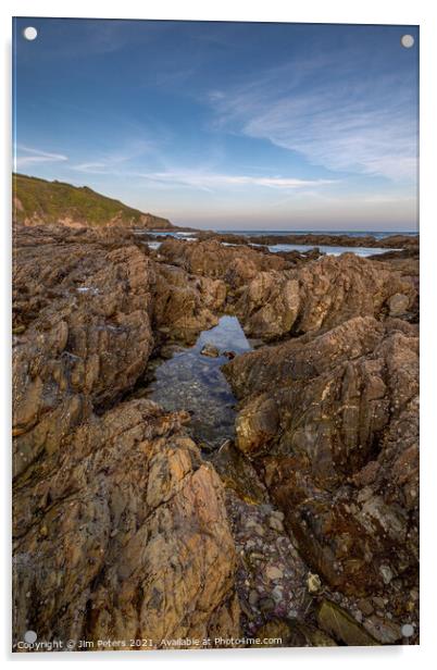 Rockpool Talland Bay Cornwall  Acrylic by Jim Peters