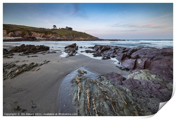 Talland Bay beach in the evening light Print by Jim Peters