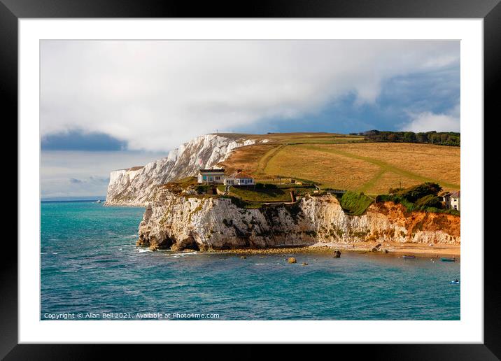 Tennyson Down and Fort Redoubt Freshwater Bay Framed Mounted Print by Allan Bell