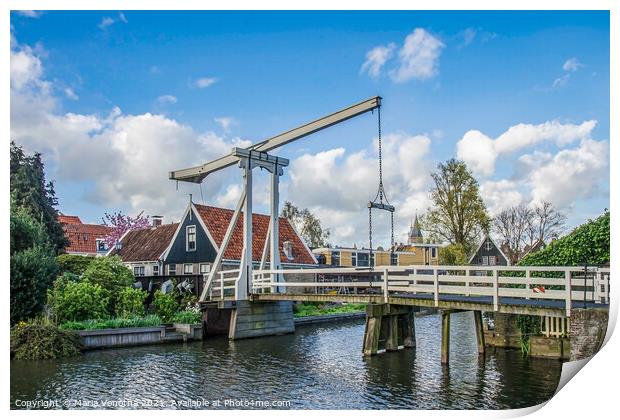 Dutch lifting bridge Print by Maria Vonotna