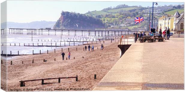 A Windy Teignmouth Beach Canvas Print by Peter F Hunt