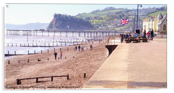 A Windy Teignmouth Beach Acrylic by Peter F Hunt