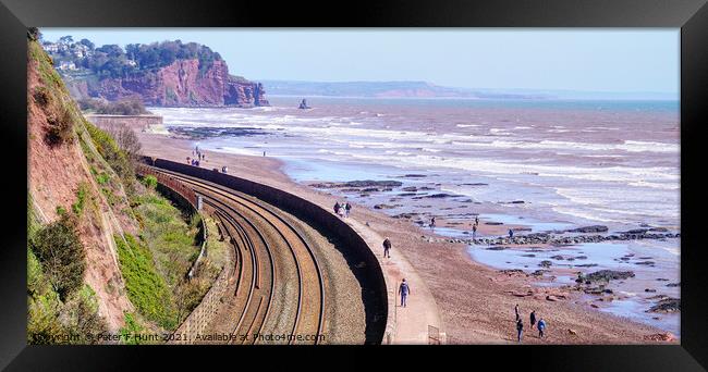 Railway Line At Teignmouth Framed Print by Peter F Hunt