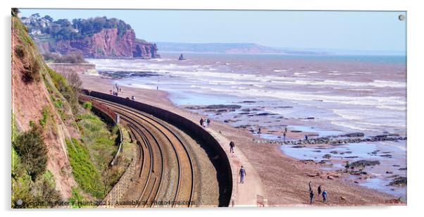 Railway Line At Teignmouth Acrylic by Peter F Hunt