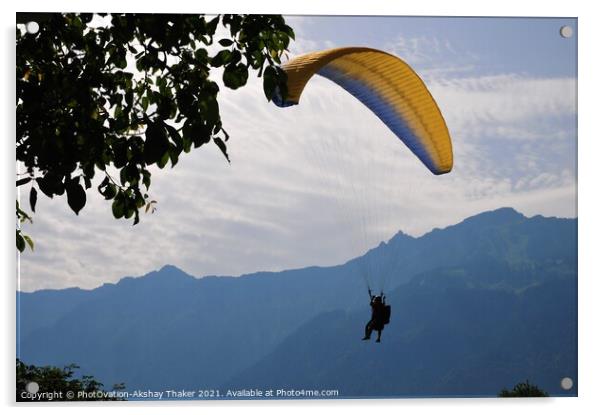 A person flying through the air on top of a mounta Acrylic by PhotOvation-Akshay Thaker