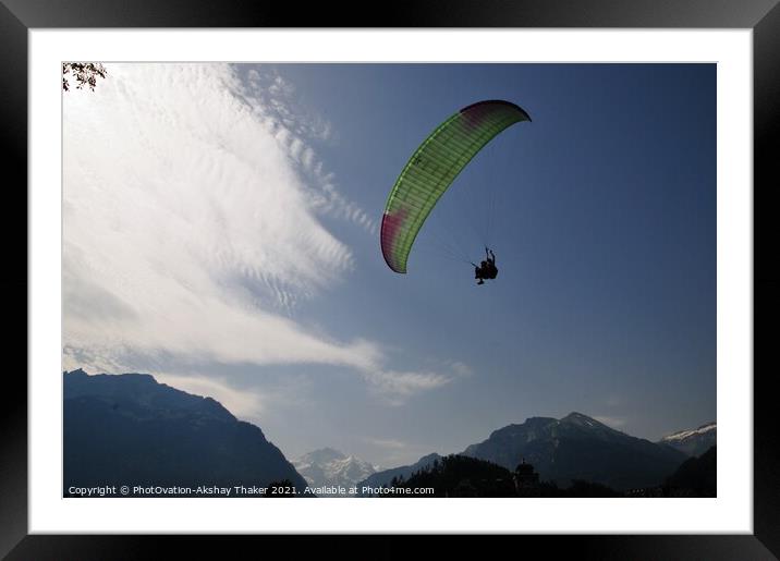 A man flying through the air on top of a mountain Framed Mounted Print by PhotOvation-Akshay Thaker