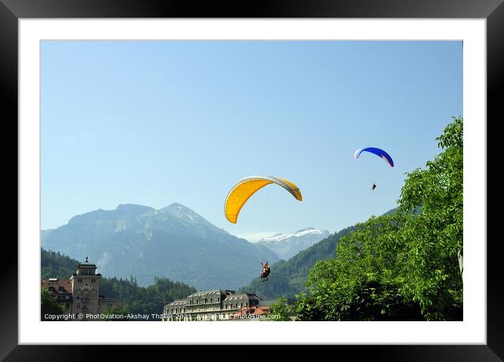 A group of people enjoying paragliding Framed Mounted Print by PhotOvation-Akshay Thaker
