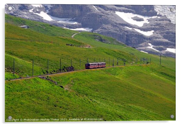 The famous tourist train grazing on a lush green hillside Acrylic by PhotOvation-Akshay Thaker